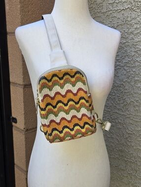 Inicat Woven Chevron Crossbody Sling Bag - Multicolor